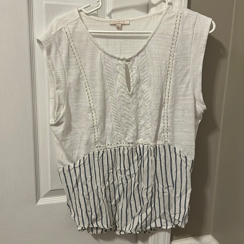Blue and white tank top